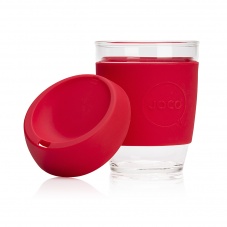 Joco glass reusable colourful coffee cup in red